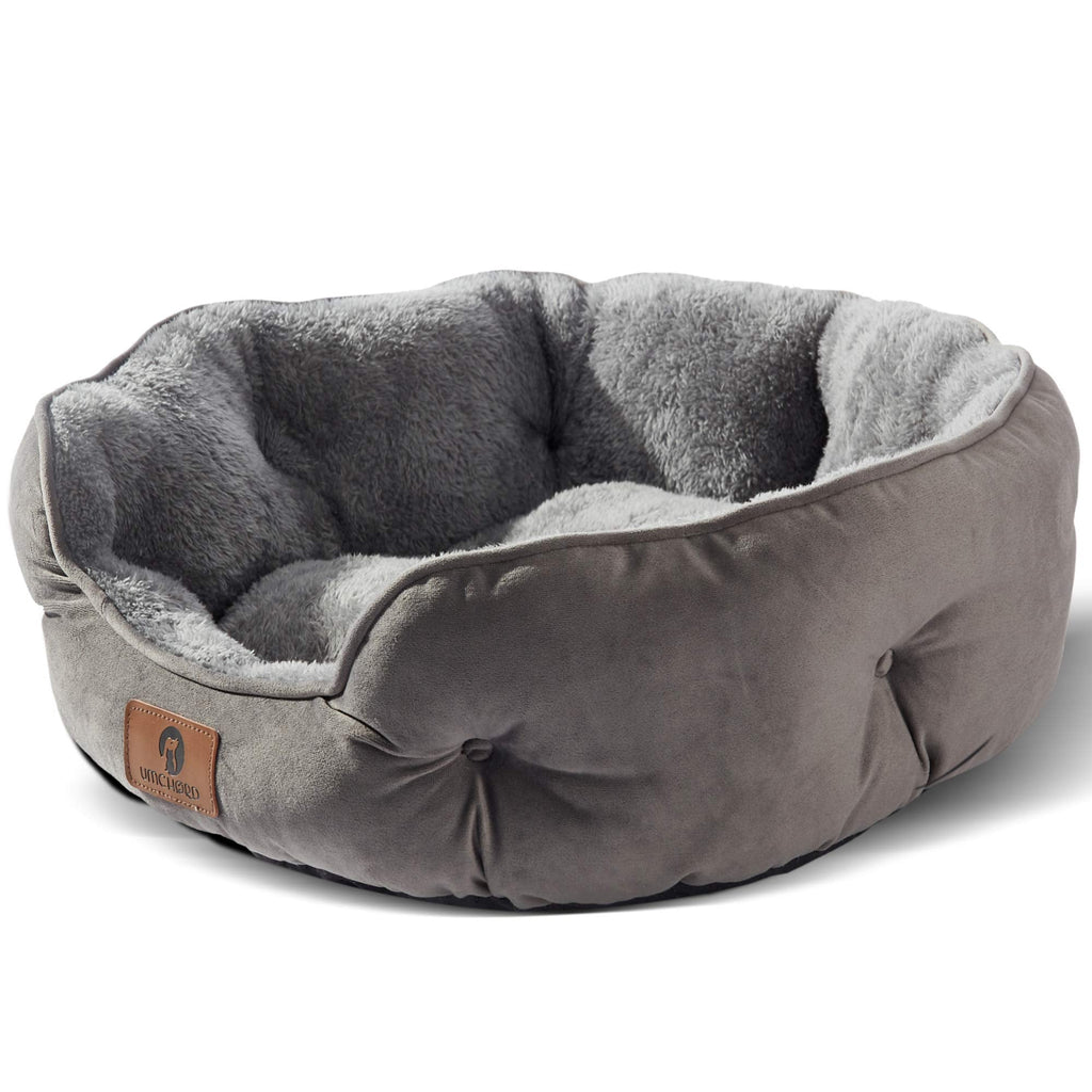 asvin small dog bed, soft and cozy, machine washable, anti-slip oxford bottom, grey, 20 inches