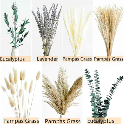 Green Pampas Grass Boho Bouquet – Exquisite Lavender and Eucalyptus Dried Flower Arrangements for Western Boho Decor – Rustic Flowers for Your Bohemian Home, Bedroom, and Wedding Table Décor