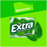 Extra Gum Spearmint Sugarfree Gum Bulk, Individually Wrapped, Perfect for Long Lasting Fresh Breath at School, Work & Travel 15 Count, Pack of 10