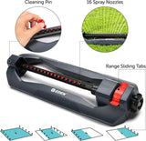 Eden 96213 Essential Turbo Oscillating Water Sprinkler, Covers Up to 3,600 sq. ft., 16 Nozzles, Weighted Base, Adjustable Range, Quick Connect Bundle, Dark Grey, Red, Silver