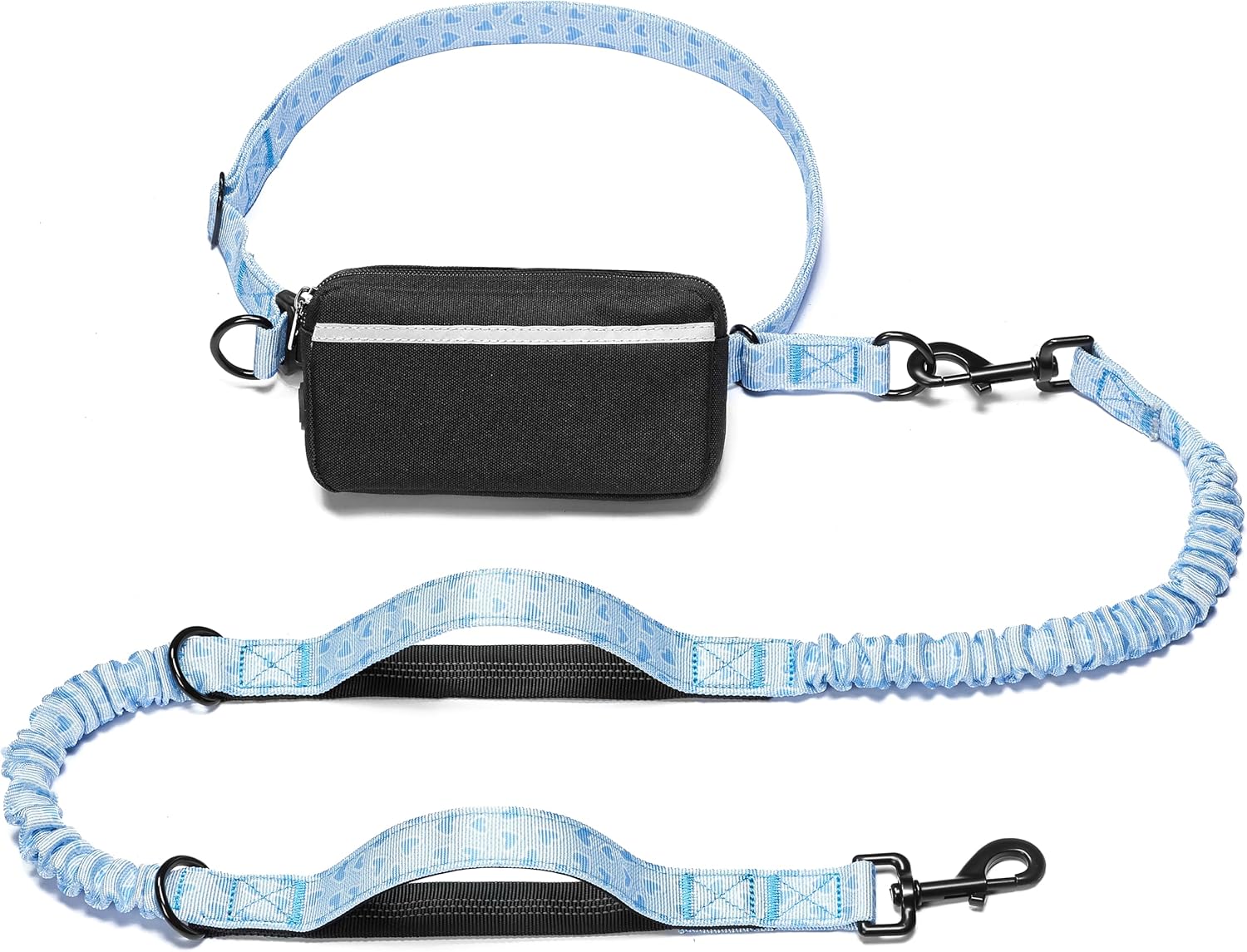 iYoShop hands-free dog leash with zipper pouch and dual padded handles for medium and large dogs (large, 25-120 lbs, black)