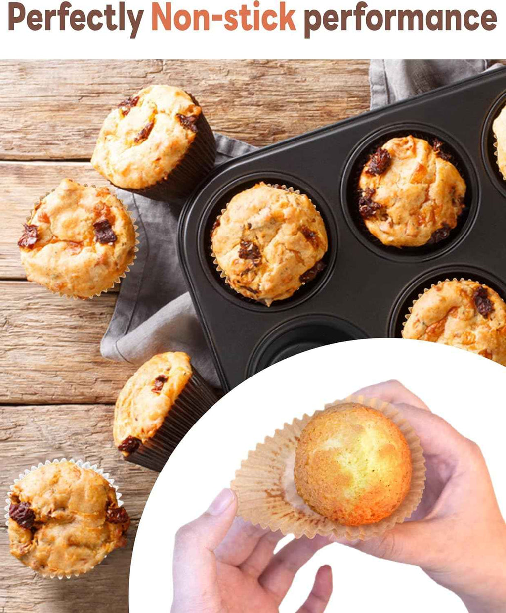 200pcs Non-stick Standard Cupcake Liners for Baking, Natural, Food-grade Cupcake Wrappers, Greaseproof Parchment Muffin Liners by [Brand]
