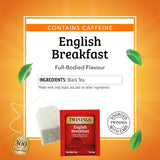 Twinings English Breakfast Black Tea Individually Wrapped Bags, 100 Count (Pack of 1), Smooth, Flavourful, and Robust, Caffeinated, Enjoy Hot or Iced, 100 Teabags