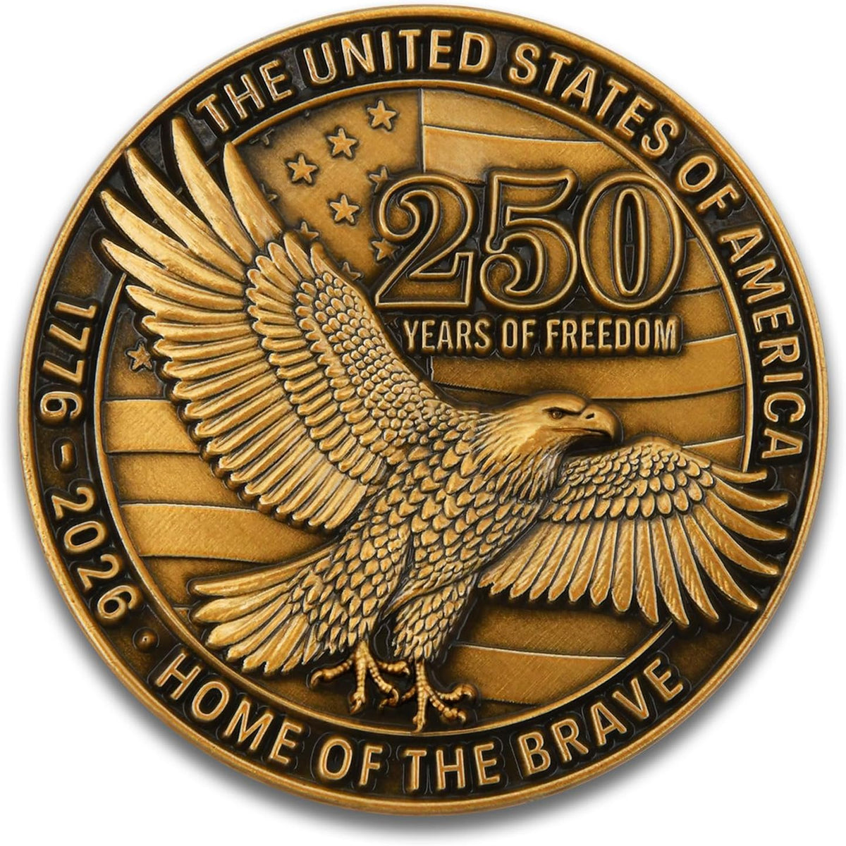USA 250th Anniversary Commemorative Zinc Alloy Coin - United States of America Liberty & Courage 1776-2026