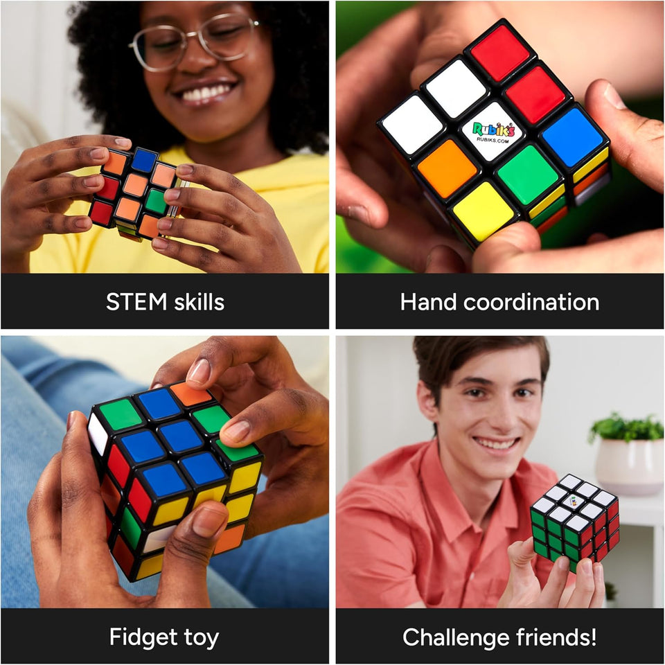 Rubik's Cube, The Original 3x3 Cube, Problem-Solving Brain Teaser, Color-Matching PLzzle, Fidget Toy, Sensory PLzzle, for Ages 8 & Up