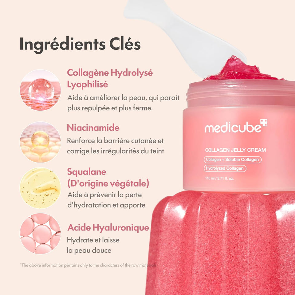 medicube Jelly Cream with Collagen, Niacinamide | Freeze-Dried Hydrolyzed Collagen for Skin Barrier Hydration & 24H Glow | Plumper, Firmer looking skin | 3.71 fl.oz