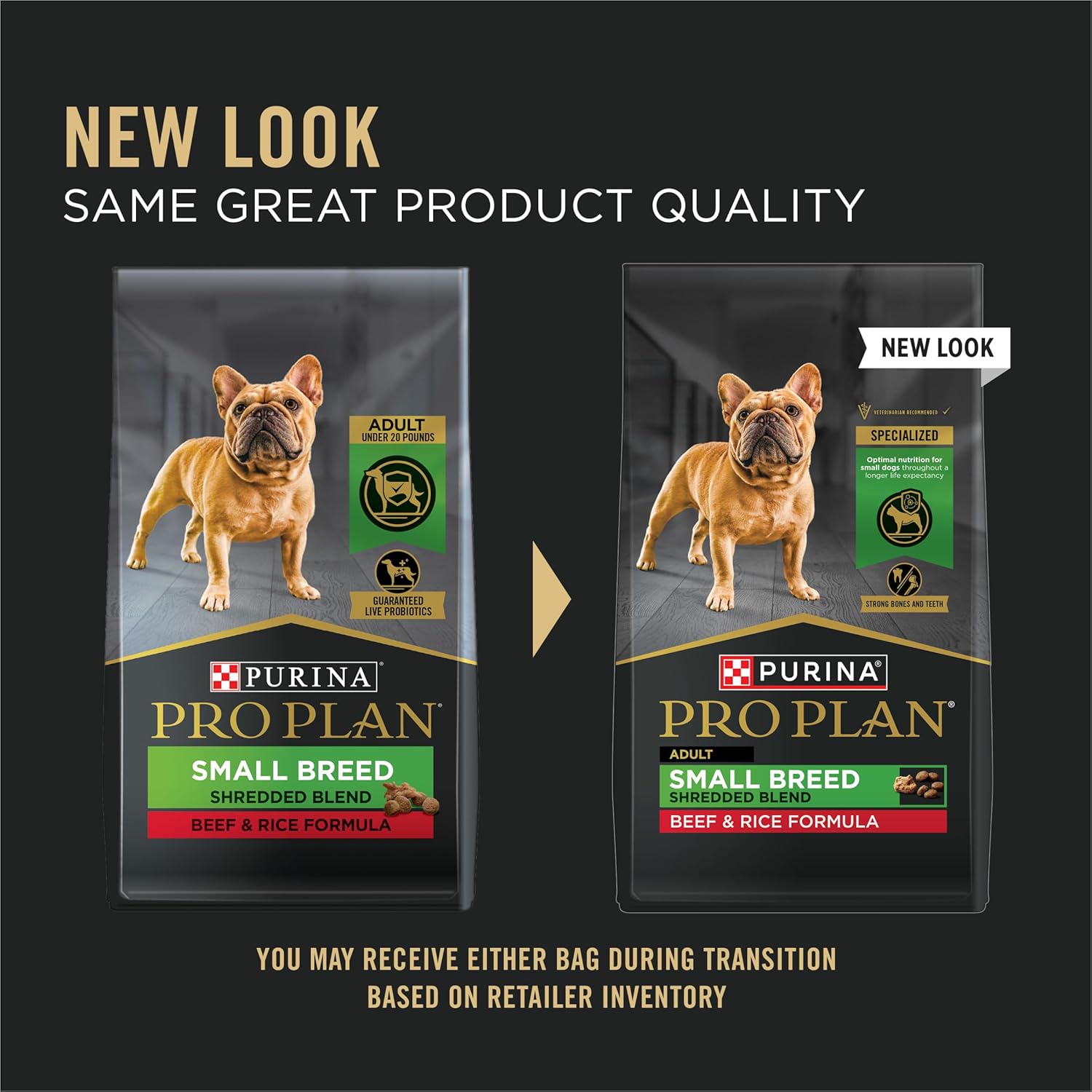 Purina Pro Plan Small Breed dry dog food for highly active dogs, shredded beef and rice formula with live probiotics, 6 lb bag