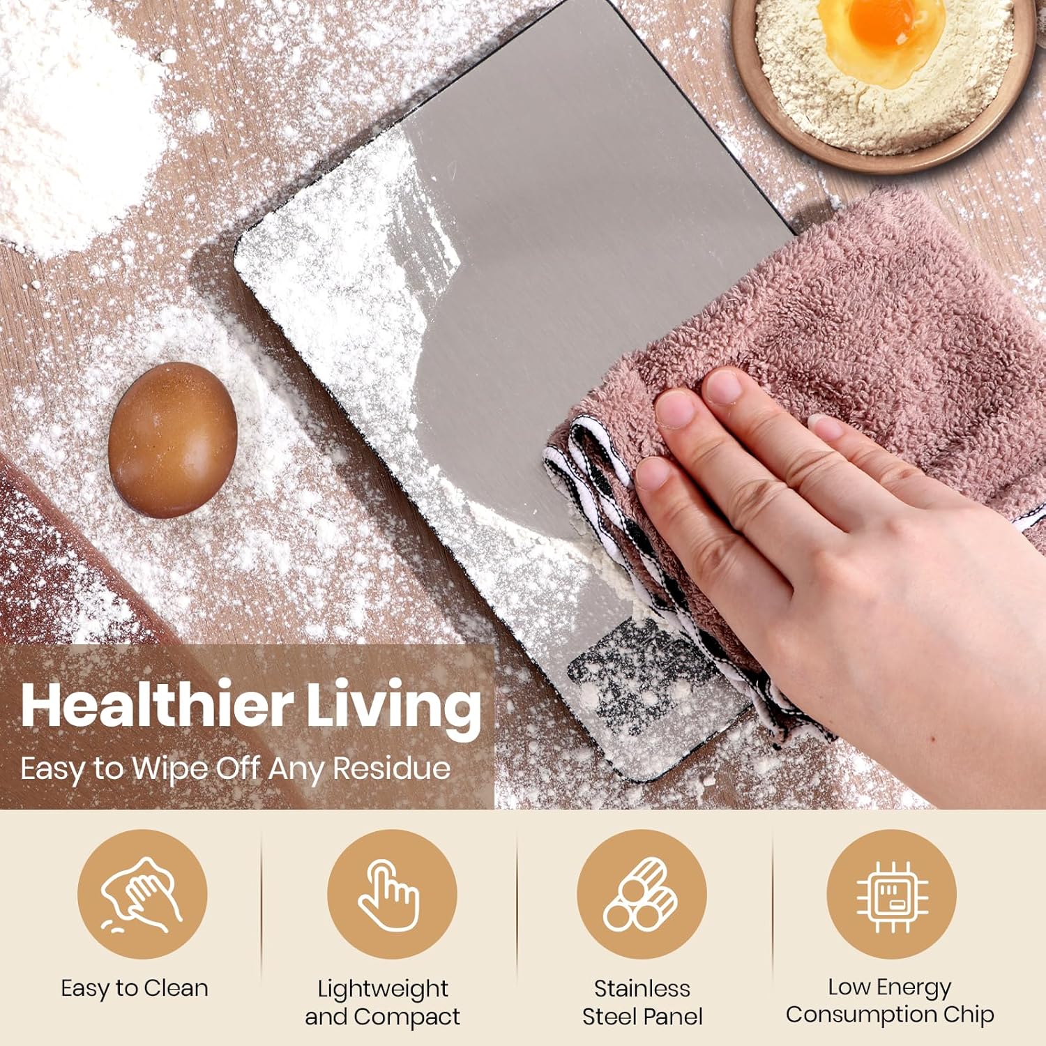 Food Scale, 11lb Kitchen Scale with 0.05oz/1g Precision, 6 Units Tare Function & LCD Display, Stainless Steel Digital Scale for Baking, Cooking, Meal Prep - Kitchen Gadgets & Gifts, Home Essentials