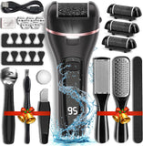 Wea&Hea Electric Callus Remover for Feet with 3 Roller Heads 2 Speed Rechargeable Waterproof Professional Pedicure Kit 17 in 1 Foot File Tools Perfect for Dead Hard Cracked Dry Skin