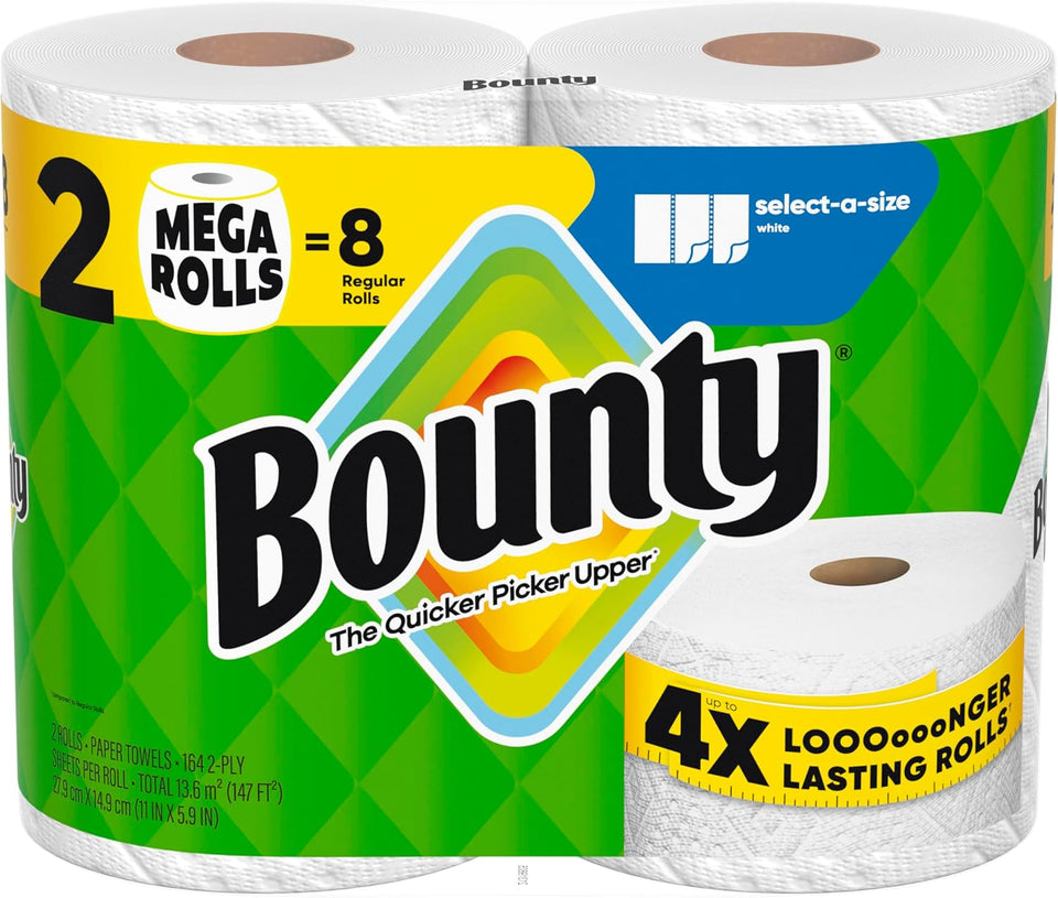 Bounty Select-A-Size Paper Towels, White, 8 Triple Rolls = 24 Regular Rolls - PureLivingMart