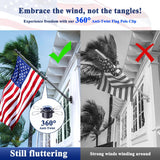 PHITRIC Flag Pole Kit, Tangle Free Spinning Stainless Steel Rustproof Flagpole for 3x5 Sports Fan Outdoor Flags for Outside House (Black, 5FT, with Bracket)
