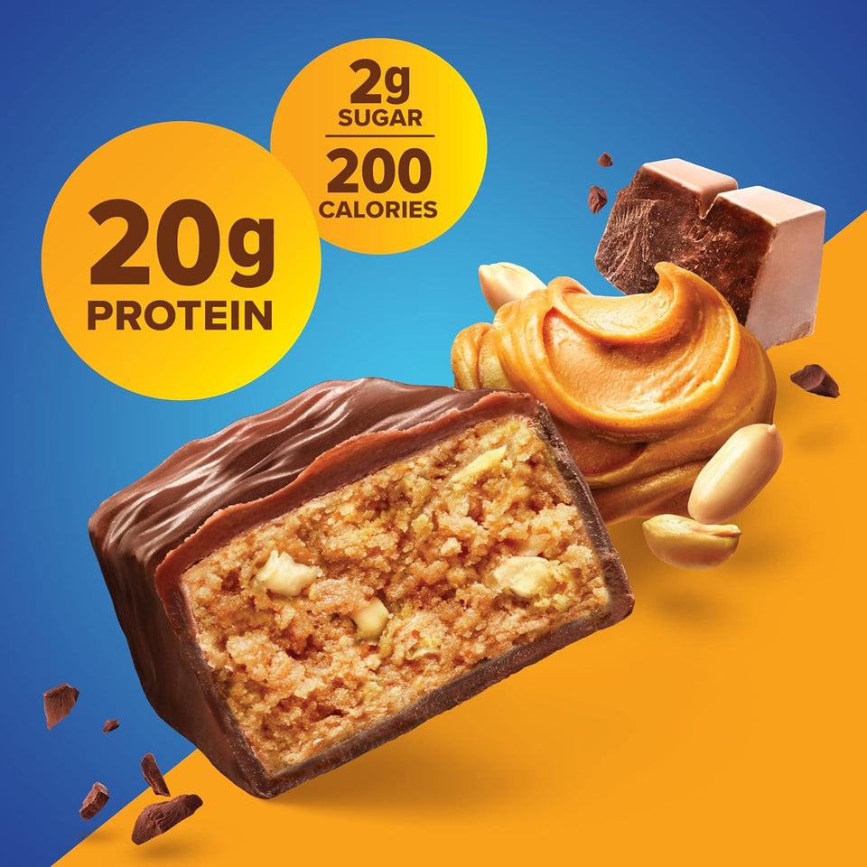 PLre Protein Chocolate Peanut Butter Protein Bars – 20g Protein, 3g Sugar, 190 Calories (12 count) Low Sugar* High Protein Snack - Gluten Free - Perfect for a Healthy Snack