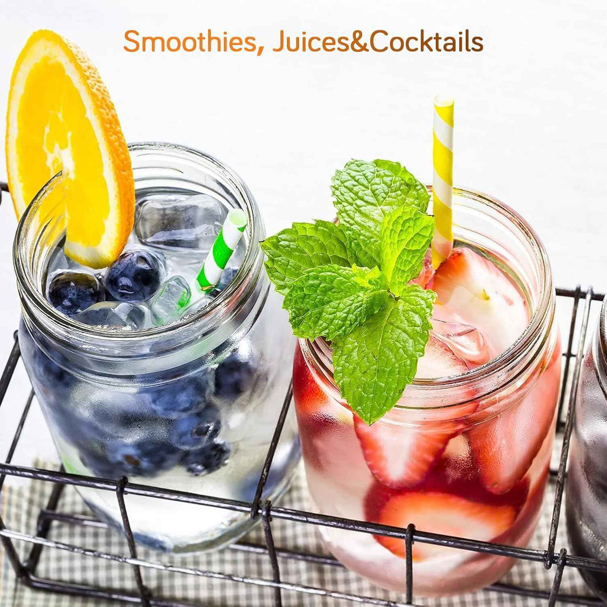 2 Pack Regular Mouth Mason Jars 16oz Glass Canning Jars with Airtight Lids