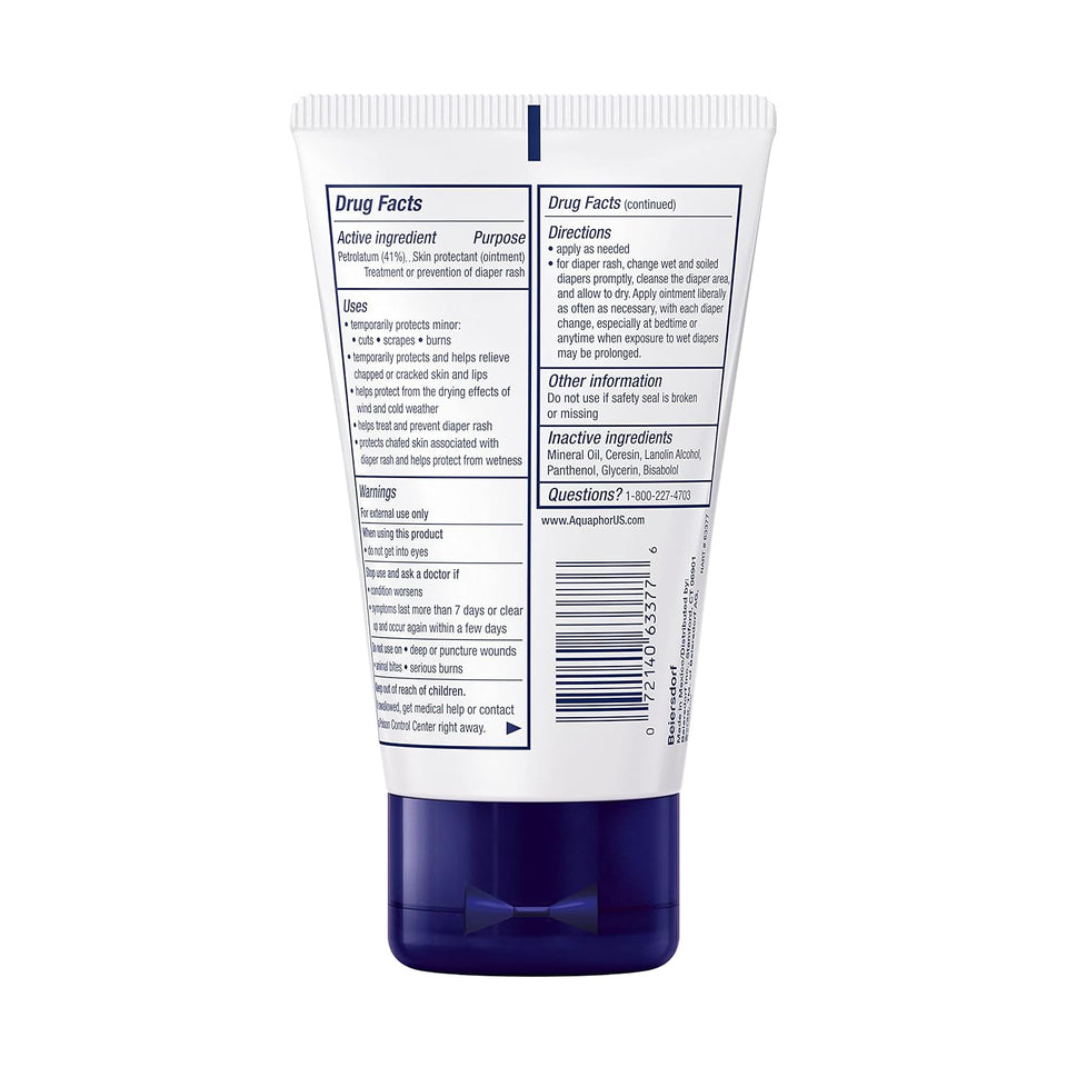 Aquaphor Baby Healing Ointment, Advanced Therapy for Chapped Cheeks and Diaper Rash, 3 oz. Tube (Pack of 3)