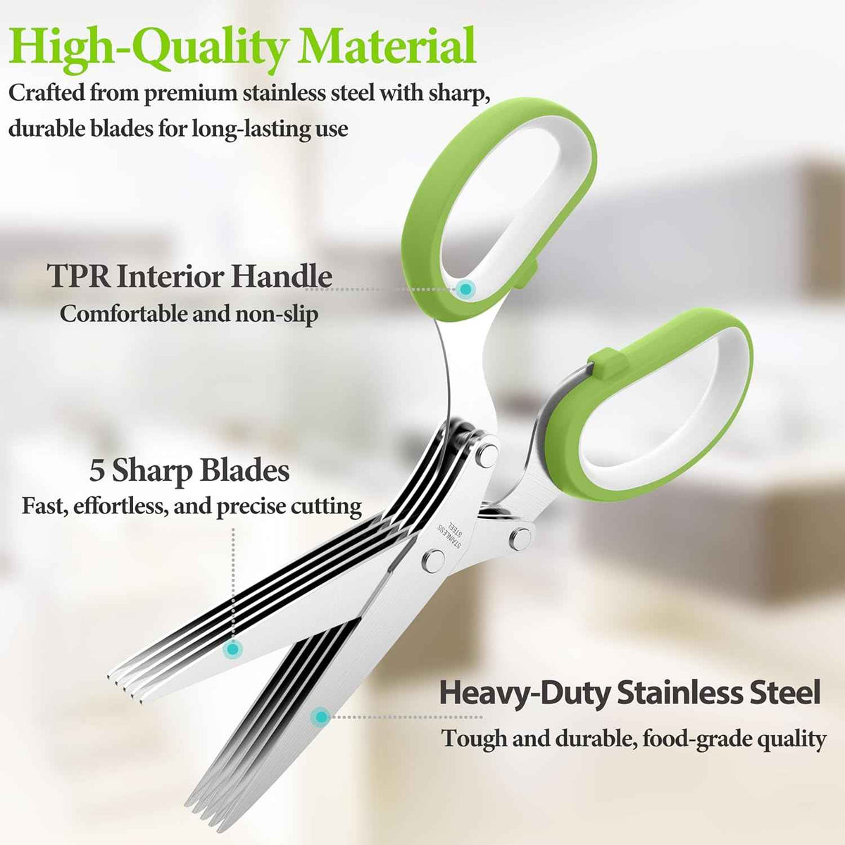 2025 Upgraded Herb Scissors with Sharp Stainless Steel Blades for Fresh Herbs and Cooking