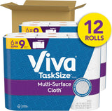 Viva Multi-Surface Cloth Paper Towels, Task Size, 12 Super Rolls (2 Packs of 6), 81 Sheets Per Roll