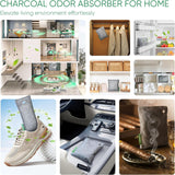 Activated Charcoal Odor Absorber, 6 Pack Natural Shoe Odor Eliminator, Bamboo Charcoal Air PLrifying Bags, Sneaker Deodorizer and Moisture Absorbers for Clean Footwear, Shoe Odor Remover