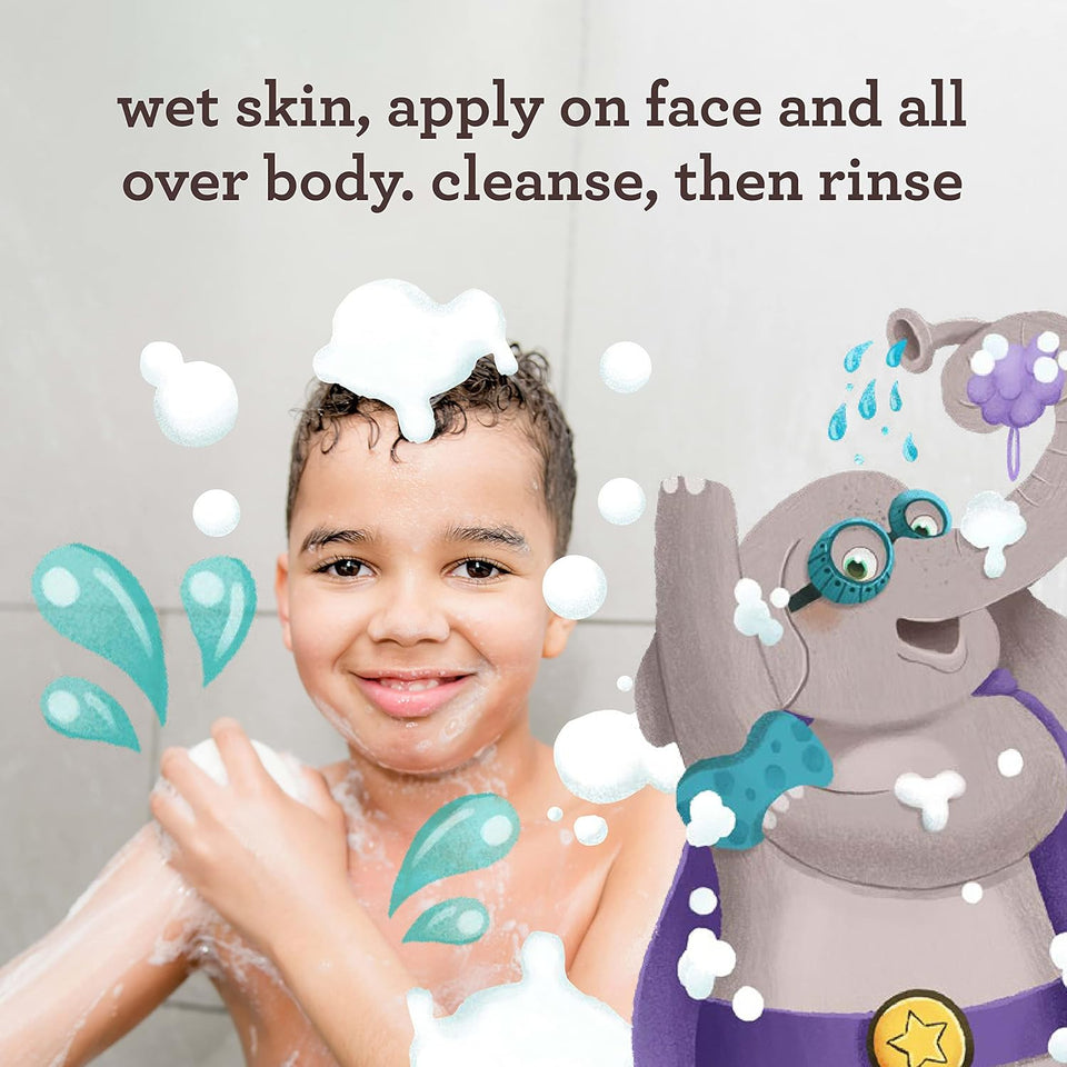 Aveeno Kids Face & Body Wash for Sensitive Skin, Oat Extract, Tear-Free, Non-Drying, Light Scent, Pump Dispenser, Hypoallergenic, Sulfate & Dye Free, 18 fl oz