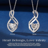 MOOSEA Mothers Day Gifts for Wife Infinity Moissanite Necklace, 1-3CT 925 Sterling Silver with Rhodium Plating Anniversary Birthday Gifts for Women Mom Her Moissanite Heart Pendant Jewelry Gift