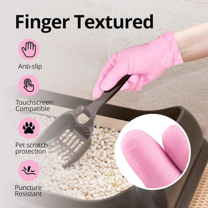 Pink Nitrile Gloves, 3-mil, Industrial Gloves Disposable Latex Free, for Cleaning & Esthetician, Rubber Powder-Free, 100-ct Box (Medium)