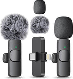 Wireless Mini Lavalier Microphone 2-Pack – Universal USB-C & Lightning Lapel Mic for iPhone 17/16/Android, 70ft Range Noise-Reduction Mic for YouTube, TikTok, and Vlogging