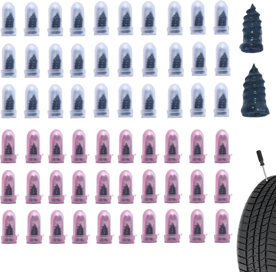 60 PCS Tire Repair Rubber Nail, Vacuum Tire Repair Kits Spiral Rubber Screws, Fast Self-Service Tool for Car, Truck, Motorcycle, Tractor Tire PLncture Repair (Black)