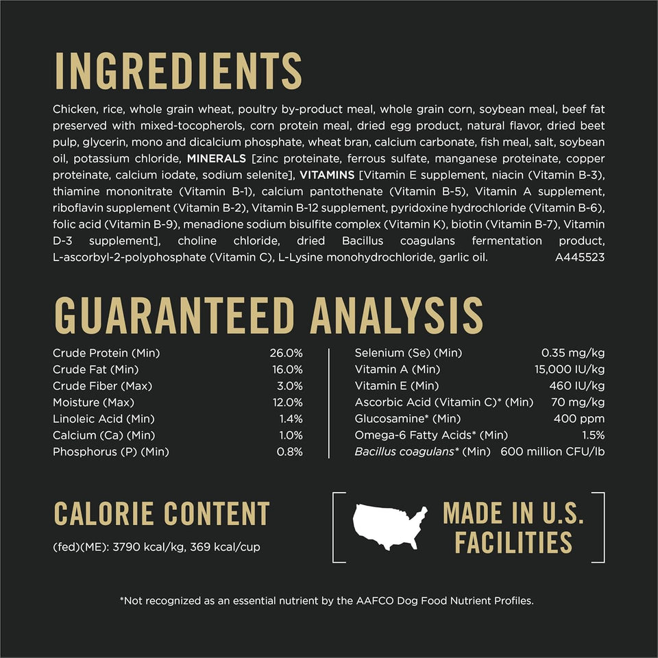 PLrina Pro Plan Complete Essentials Shredded Blend Chicken and Rice Dog Food Dry Formula with Probiotics for Dogs - 35 lb. Bag