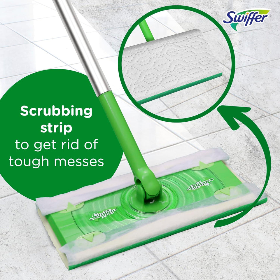 Swiffer Sweep + Mop, Wet Pads Refill, Floor Cleaner for Dirt, Dust, Hair, Cleaning Cloths for Mopping Home, Bathroom, Kitchen, All PLrpose Multi-Surface Floor Wipes, Fresh, 24ct