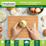 Freshware Bamboo Cutting Board Set of 3, Wooden Cutting Boards for Kitchen, Knife Friendly Food Grade Chopping Board, Lightweight with Hanging Hole for Easy Storage