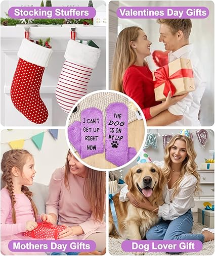 Mothers Day Gifts for Mom Wife Grandma Daughter, Gifts for New Mom Sister, Anniversary, Christmas Gift for Women Mom Dog Lovers, Valentines Day for Her Women, Funny Fuzzy Slipper Socks.