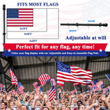 PHITRIC Flag Pole Kit, Tangle Free Spinning Stainless Steel Rustproof Flagpole for 3x5 Sports Fan Outdoor Flags for Outside House (Black, 5FT, with Bracket)
