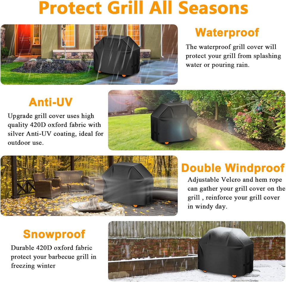 Aoretic Grill Cover, 58 inch BBQ Gas Grill Cover for Outdoor Grill, Charbroil Grill Cover Barbecue Waterproof, Anti-UV for Weber Char-Broil Monument, Dyna-glo Nexgrill SPLn Polyester