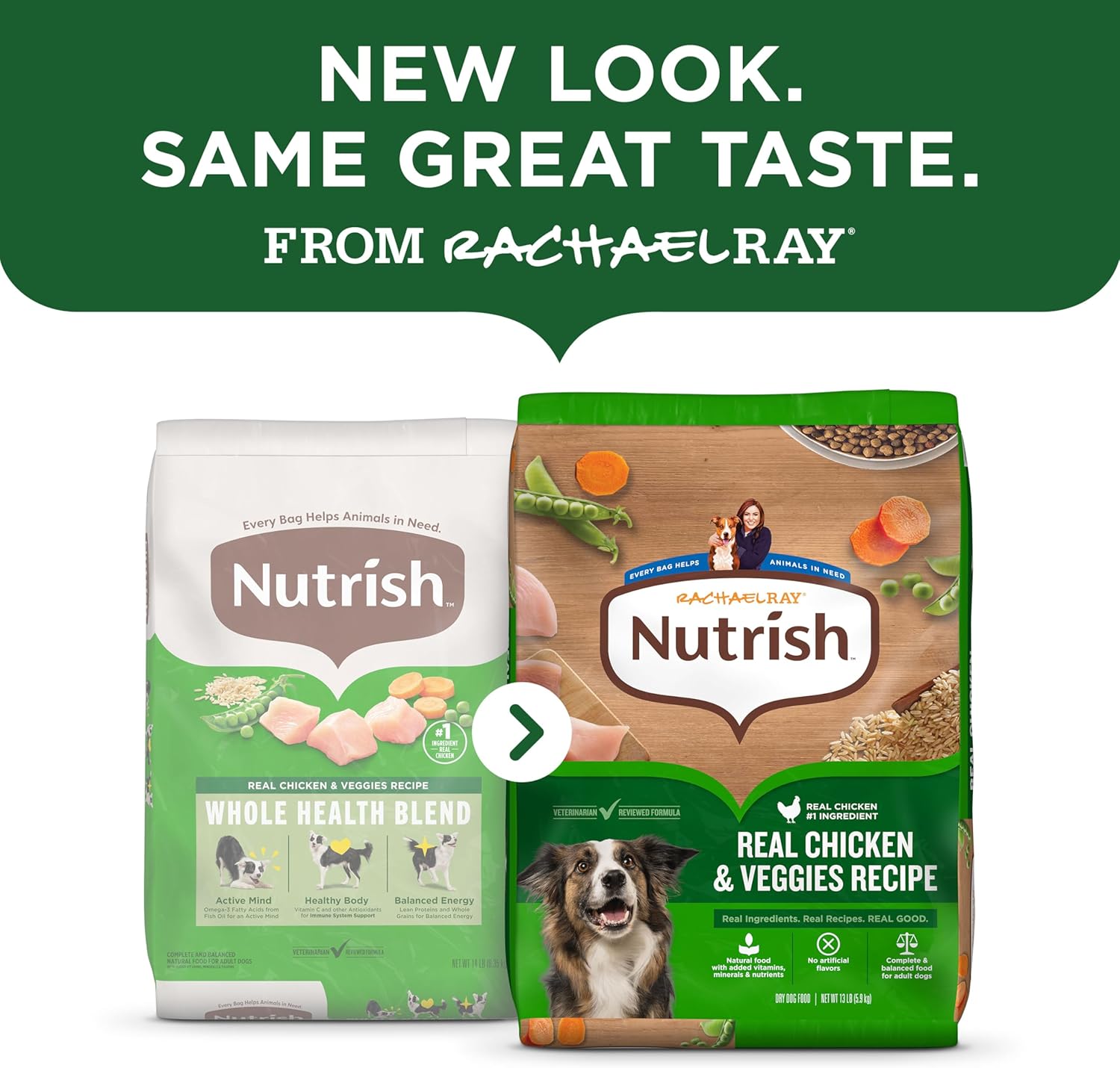 Rachael Ray Nutrish Dry Dog Food Real Chicken & Veggies Recipe Whole Health Blend, 40 lbs for Adult Dogs