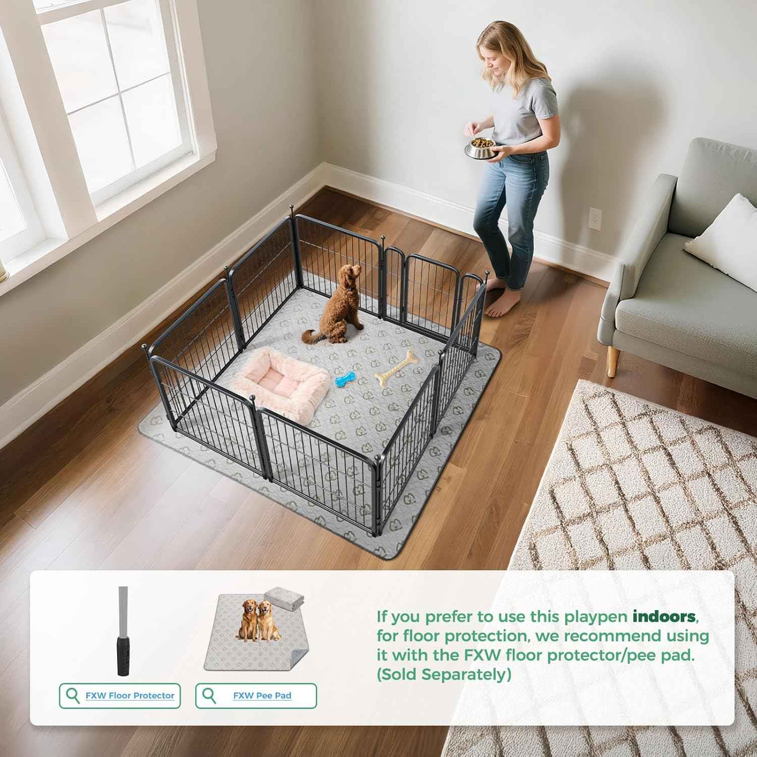 FXW Rollick Unleashed Dog Playpen for Indoor, Yard, RV Camping, 24 inch 8 Panels for Small and Puppy Dogs, Black│Patented