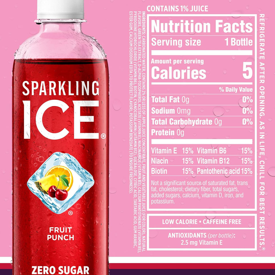 Sparkling Ice PLrple Variety Pack, Flavored Water, Zero Sugar, with Vitamins and Antioxidants, 17 fl oz, 12 count (Black Raspberry, Cherry Limeade, Orange Mango, Kiwi Strawberry)