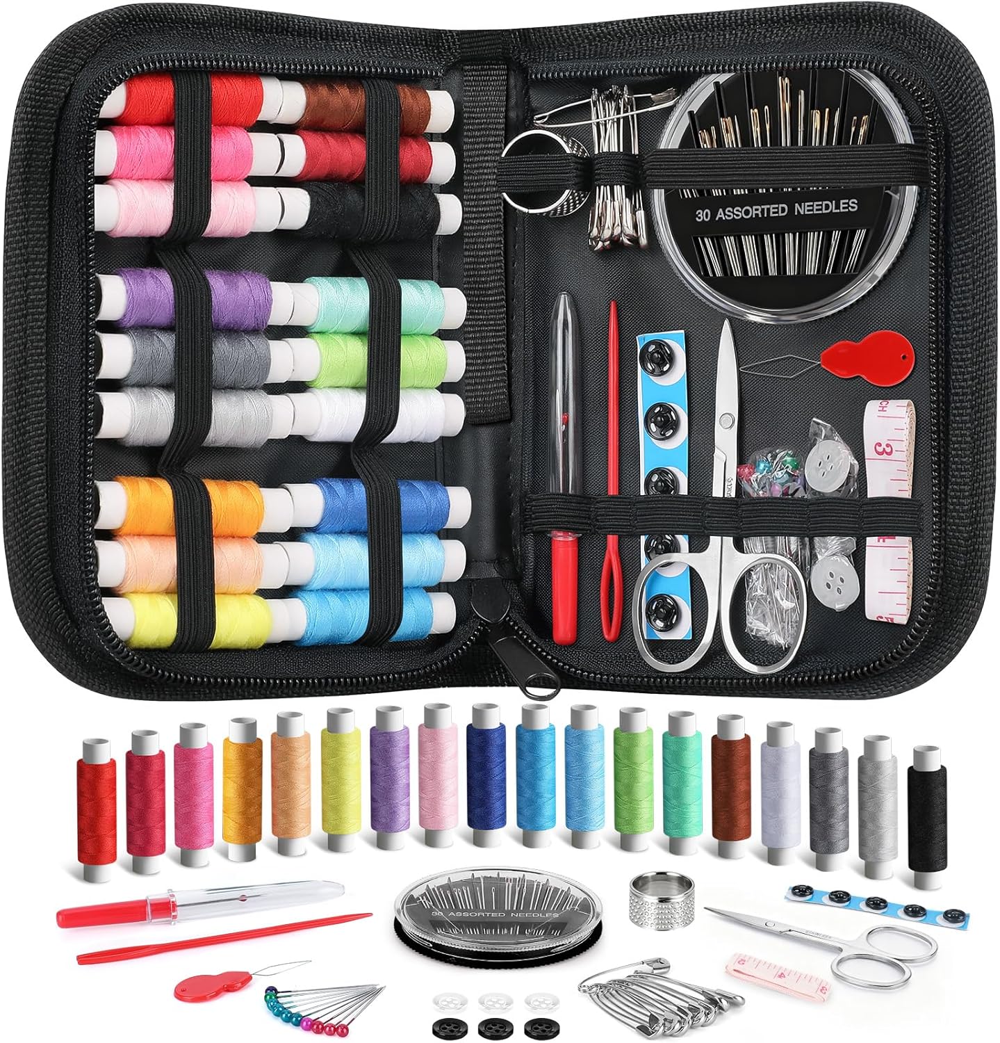 Coquimbo Sewing Kit Mothers Day Gifts for Mom Grandma Women Wife Teen Girls Beginner Traveler, Portable Sewing Supplies Accessories Contains Thread, Needles, Scissors, Dorm Room Essentials (Black)