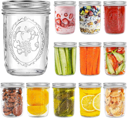 Miuyhji Wide Mouth Mason Jars 16 oz with Lids [6 Pack], Canning Jars with Metal Airtight Lids and Bands, 16 oz Glass Jars for Fermenting, Pickling, Freezing, Preserving, Meal Prep, Jar Décor