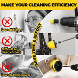 Holikme 6Pack Drill Brush Power Scrubber Cleaning Brush Extended Long Attachment Set All PLrpose Drill Scrub Brushes Kit for Grout, Floor, Tub, Bathroom and Kitchen Surface,Scratch Brushes（Yellow）