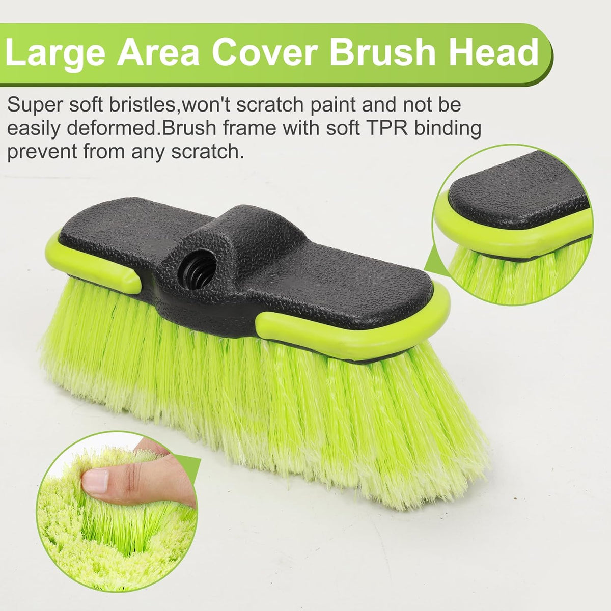 65”165cm Car Wash Brush Long Handle Soft Bristle Scrub Cleaning Mop with 4 Hand-held Places Extendable Washing Brushes Broom Kit for RV Boat Truck SUV Caravan Solar Panel House Siding,Sweep Snow
