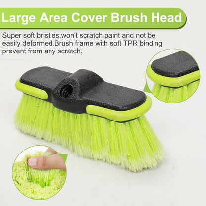 65”165cm Car Wash Brush Long Handle Soft Bristle Scrub Cleaning Mop with 4 Hand-held Places Extendable Washing Brushes Broom Kit for RV Boat Truck SUV Caravan Solar Panel House Siding,Sweep Snow