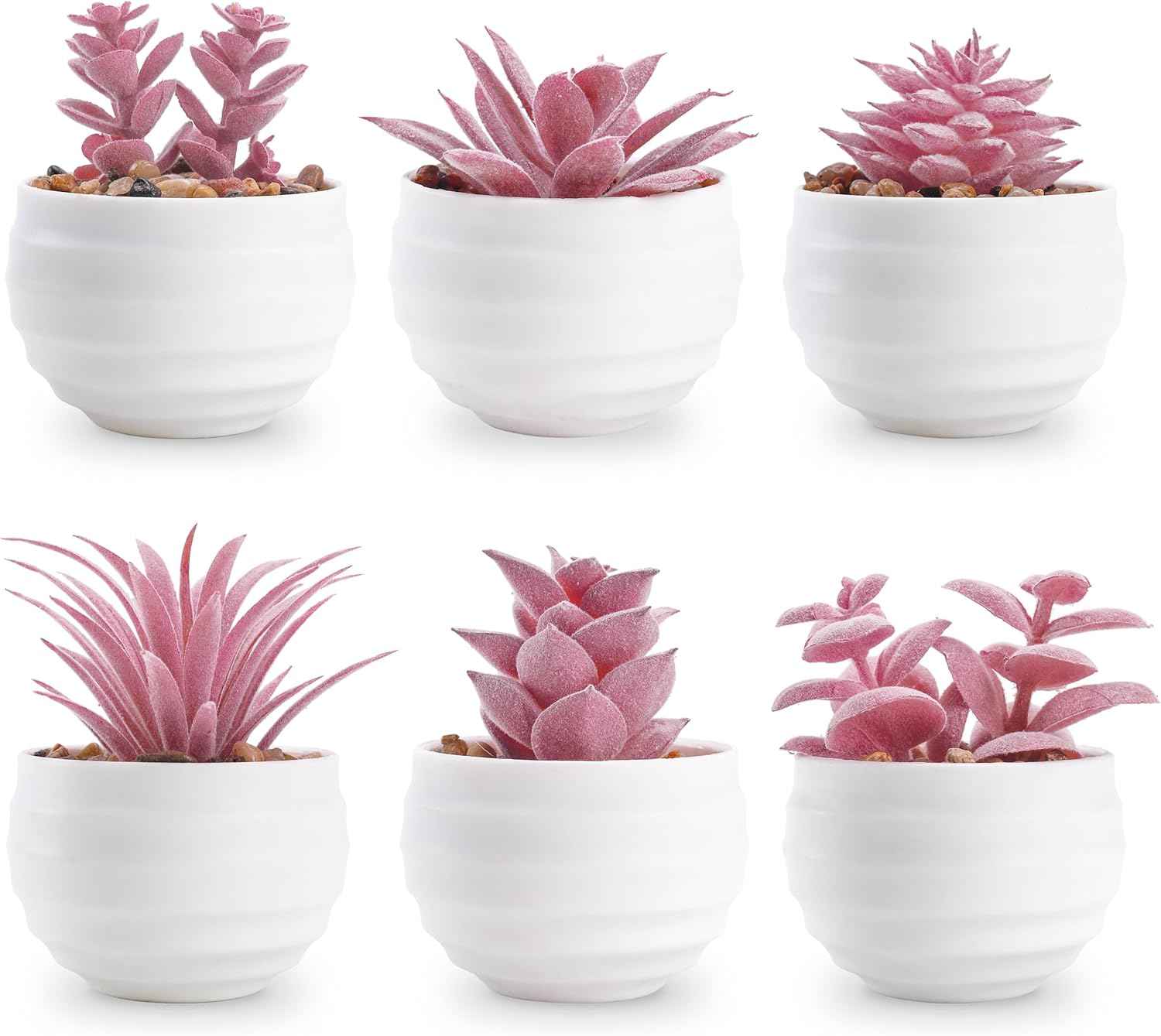 Der Rose Set of 6 Succulents Plants Artificial in Pots Small Fake Plants for Bedroom Aesthetic Living Room Shelf Bathroom Decor Office Desk Accessories