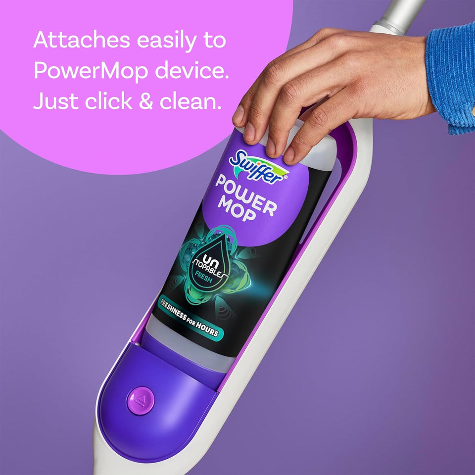 Swiffer PowerMop Floor Cleaning Solution with Unstopables Fresh Scent, PowerMop Refills, Floor Cleaner for Mopping, 25.3 fl oz, 2 Pack - PureLivingMart