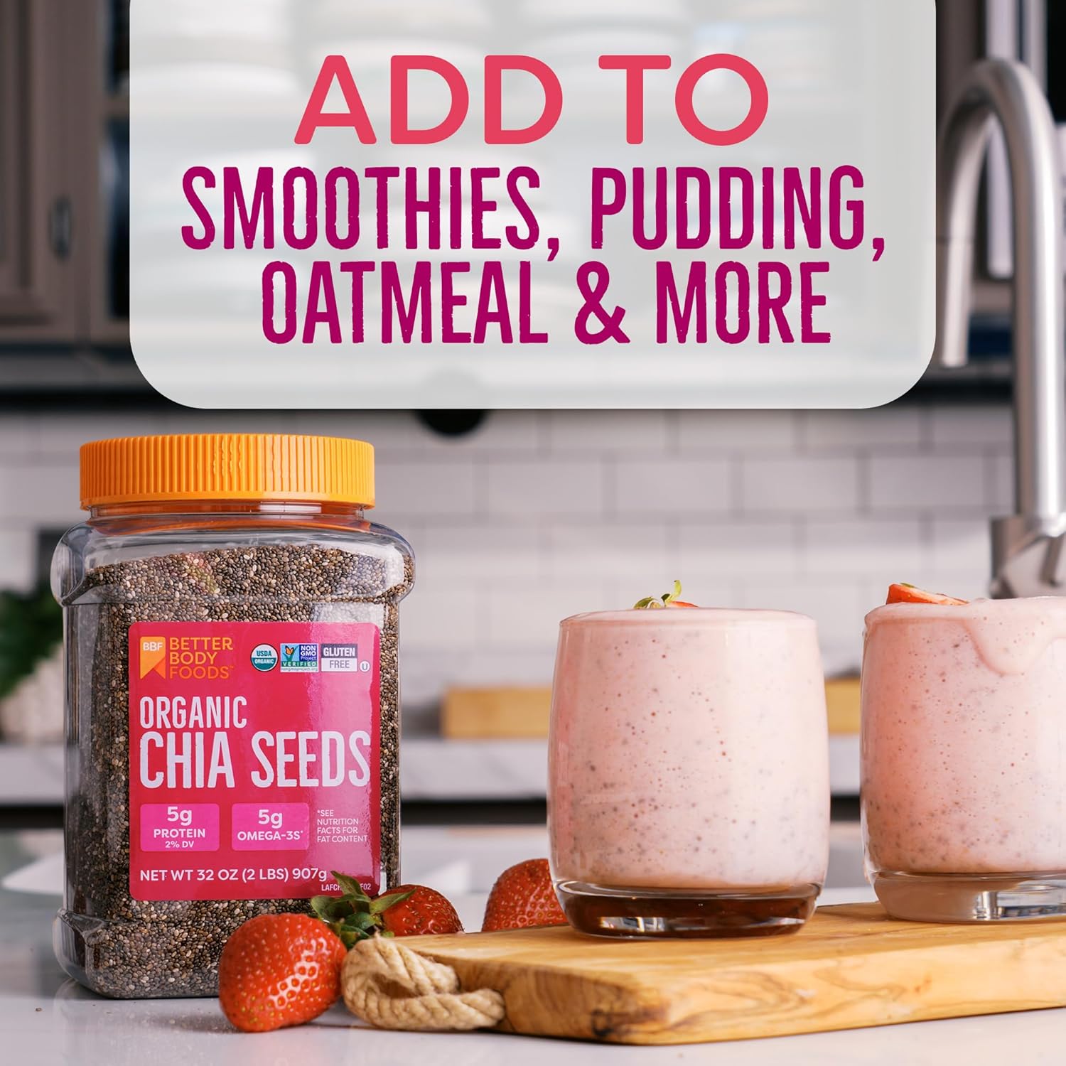 betterbody foods organic chia seeds 2 lbs omega-3 non-gmo gluten free keto diet friendly vegan fiber rich