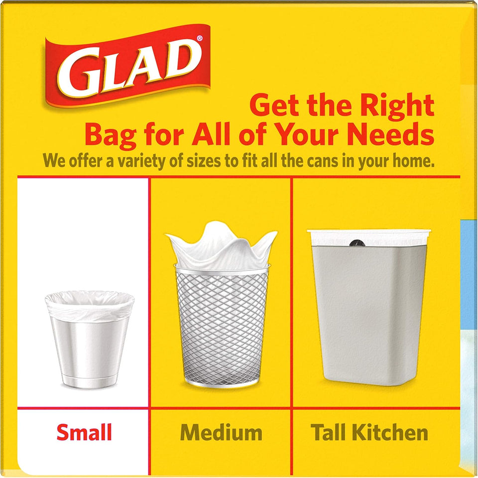 Glad Small Trash Bags 4 Gallon, Febreze Fresh Clean Garbage Bags, Odor Resistant with Quick Tie, 26 Count - PureLivingMart