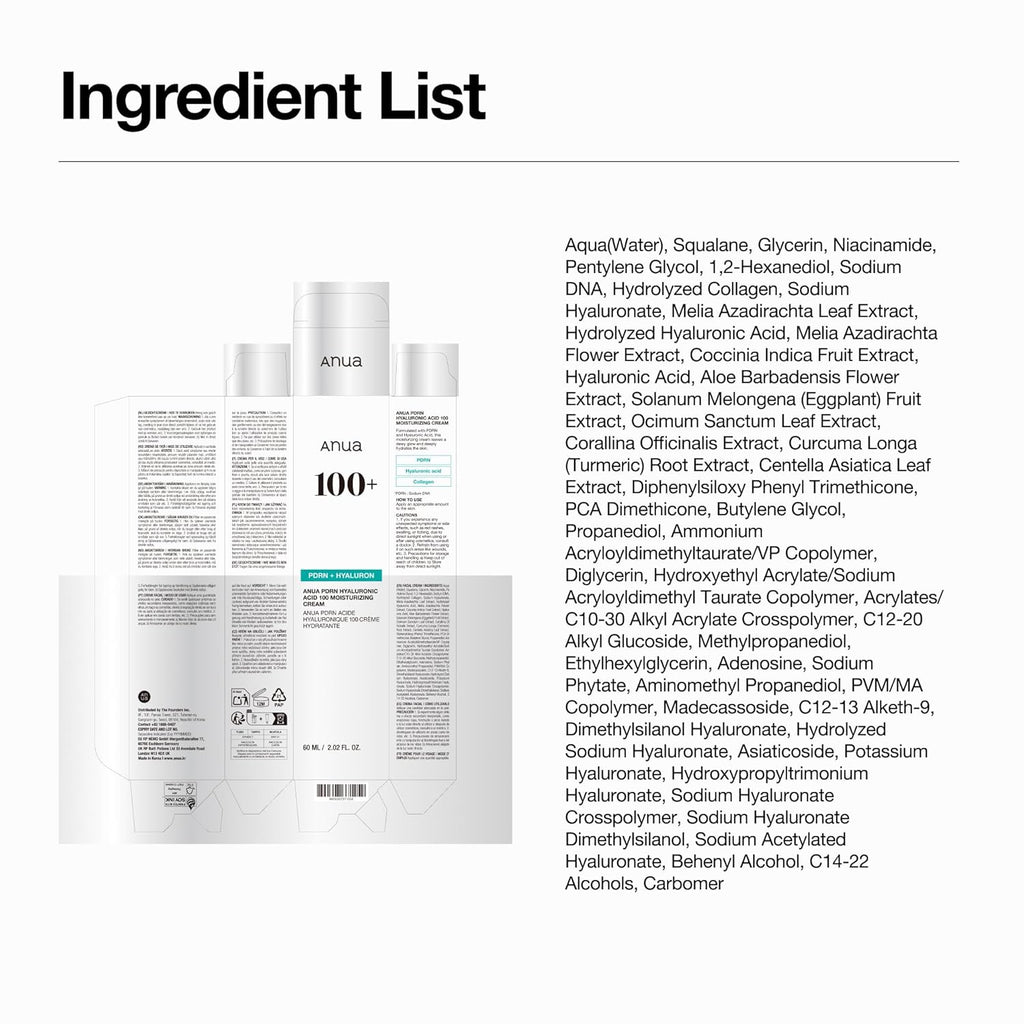 anua pdrn hyaluronic acid 100 moisturizing cream lightweight hydrating moisturizer with salmon pdrn