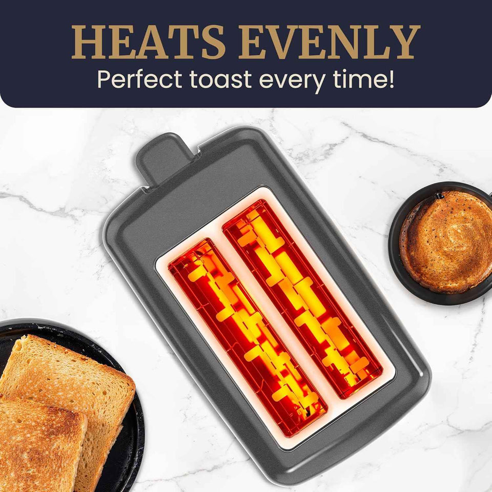 Elite Gourmet ECT1027G Cool-Touch 2 Slice Toaster, 6 Toast Settings & Cancel Function, Extra Wide 1.25‰۝ Slots Easily Fits Breads, English Muffins, Bagels & Waffles, Gunmetal Gray