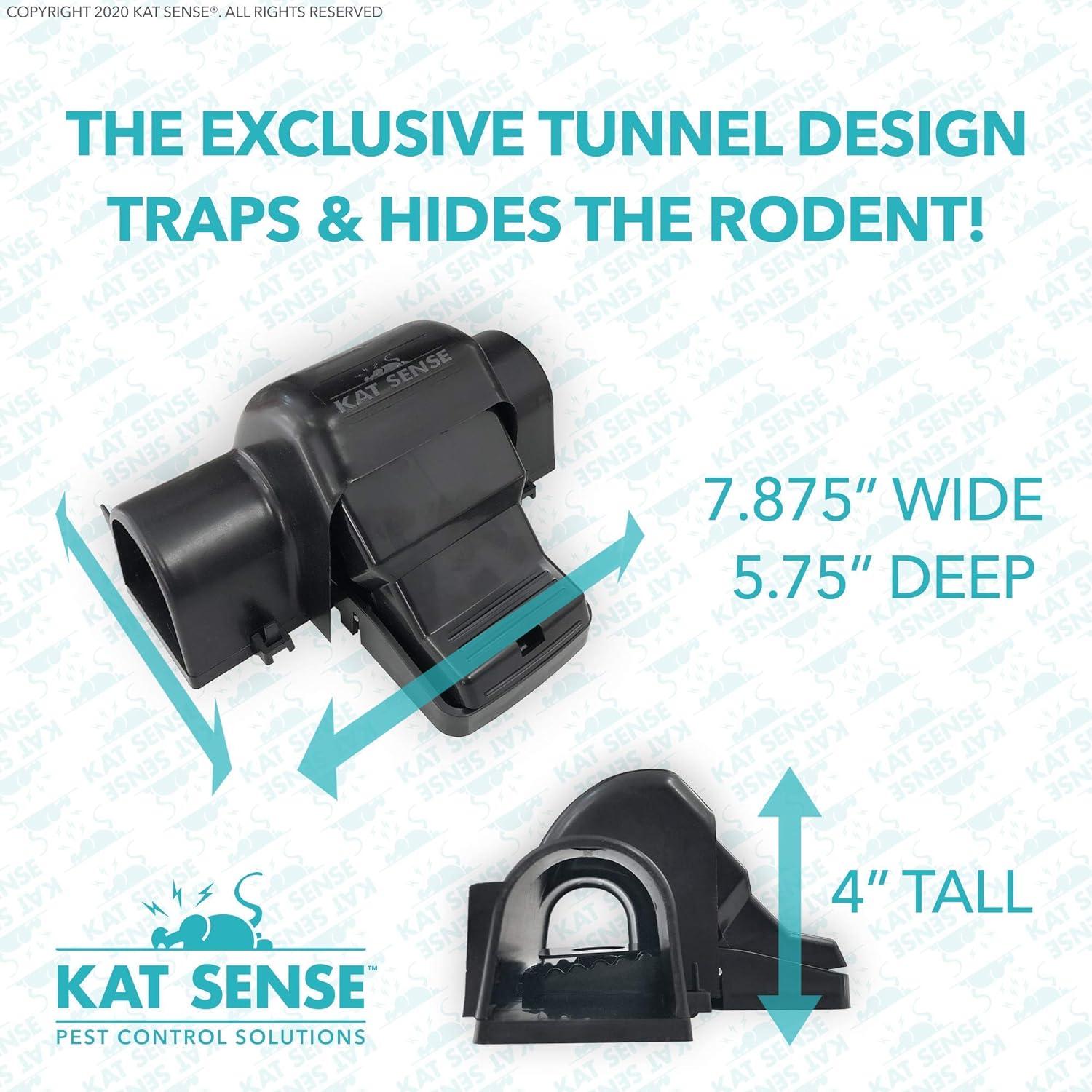 Kat Sense Covered Rat Trap & Chipmunk Trap, Prevents Accidental Triggering with Tunnel Design, Quick Action Pest Control Device, Indoor Outdoor Mouse Trap, Reusable Snap Style Rodent Control