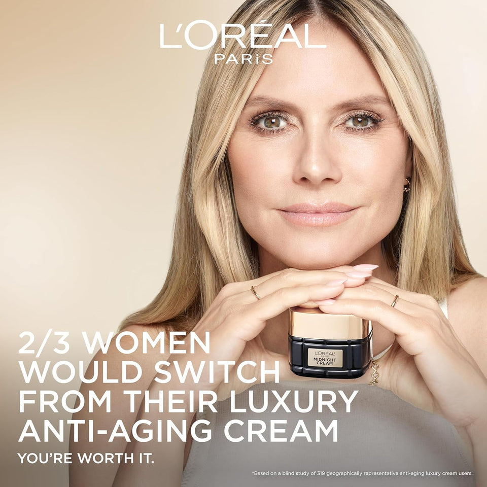 L'Oreal Paris Age Perfect Anti-Aging Midnight Cream, Face Moisturizer to Reduce Wrinkles and Firm Skin, 1.7oz + Serum Sample