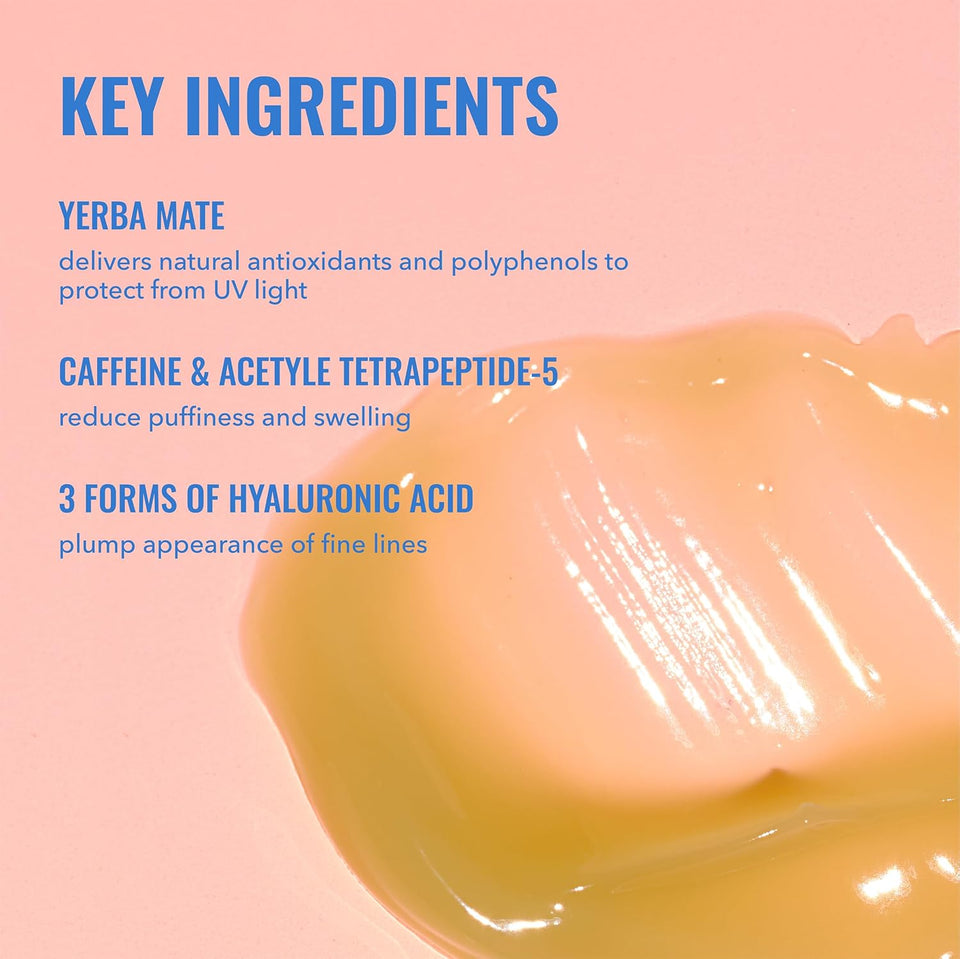 Good Molecules Yerba Mate Wake Up Eye Gel - Hydrating Under Eye Gel Cream with Hyaluronic Acid and Caffeine - Target Dark Circles and PLffiness - Skin Care for Face