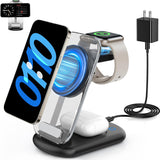 2025 Traveling Wireless Mag-Safe Fast Charging Station,Magnetic 3 in 1 Charger with Light for iPhone 17 16 15 14 13 12 Pro Max Plus,Apple Watch& Air pods 4 3 2 Pro-Gifts for Wife & Husband(White) - PureLivingMart